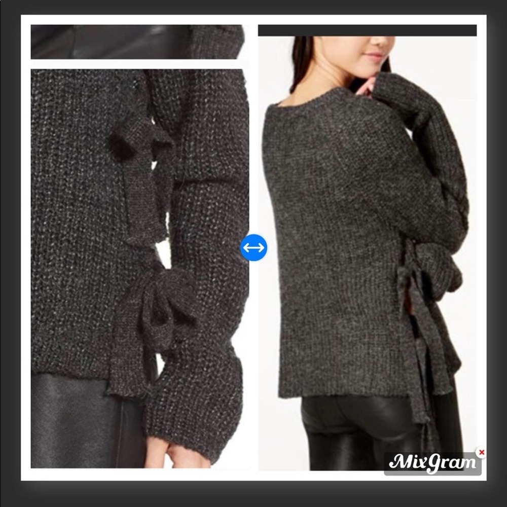 ASTR The Label Lexie Side Tie Sweater Wool Blend Graphite Gray S - Picture 1 of 8